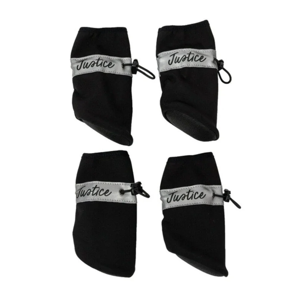 NWT Justice Reflective Booties For Pets Black Silver Dogs Cats Size S‎